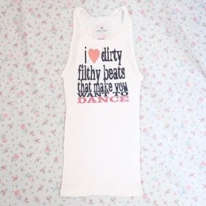 y2k dirty filthy beats slogan ribbed tank club graphic